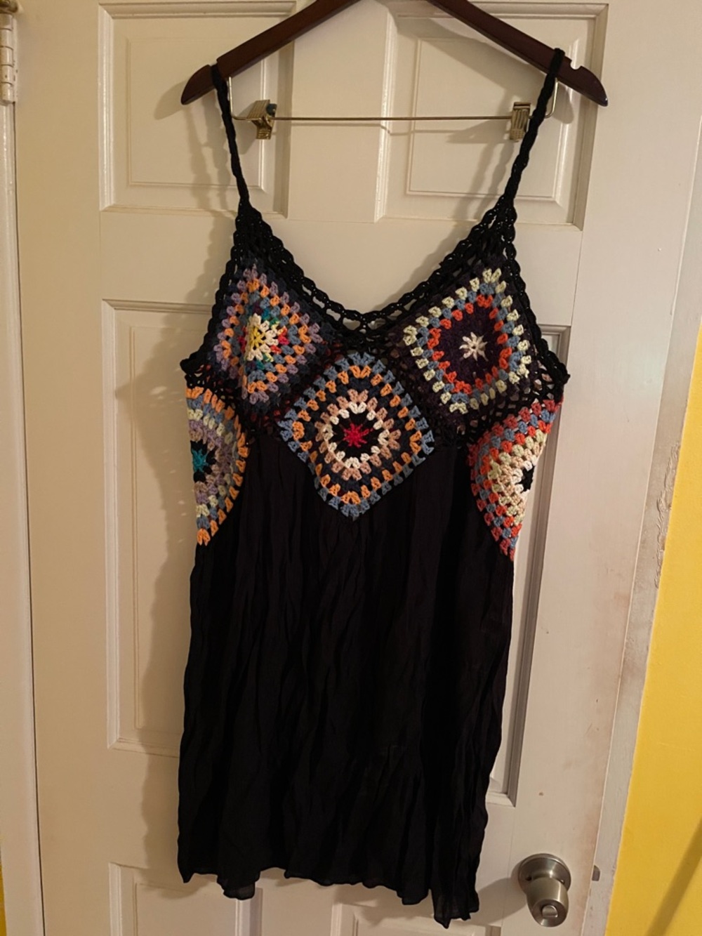 Fashion Nova Black Crochet Accent Slip Dress